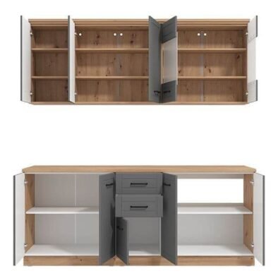 Hudson 78.7-inch Graphite Grey Kitchen Units: Modern Style and Ample Storage - UK Luxury Furniture