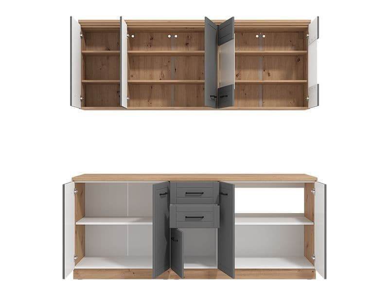 Hudson 78.7-inch Graphite Grey Kitchen Units: Modern Style and Ample Storage - UK Luxury Furniture