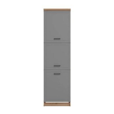 Hudson Grey and Oak Effect Tall Kitchen Larder Unit Pantry Cupboard - UK Luxury Furniture