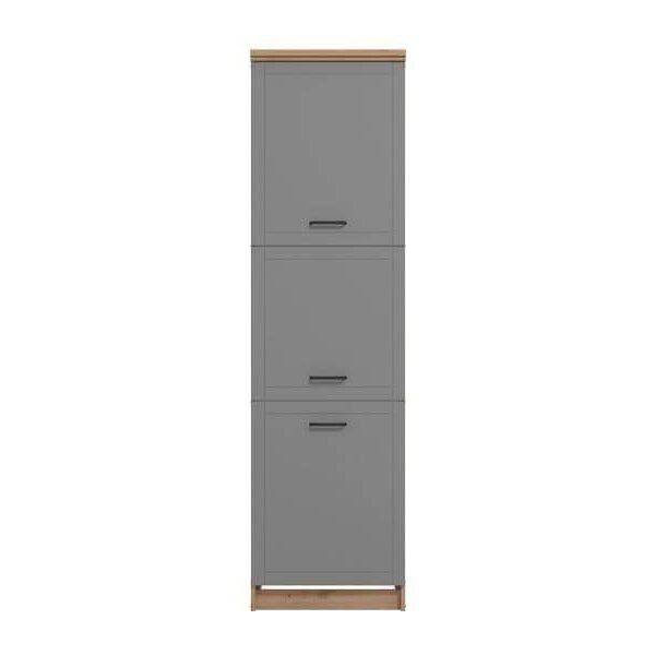Hudson Grey and Oak Effect Tall Kitchen Larder Unit Pantry Cupboard - UK Luxury Furniture