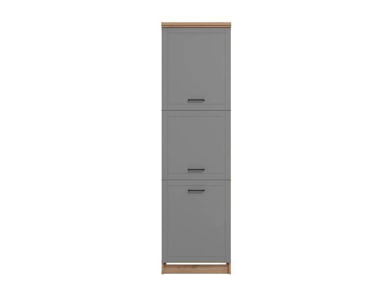 Hudson Grey and Oak Effect Tall Kitchen Larder Unit Pantry Cupboard - UK Luxury Furniture