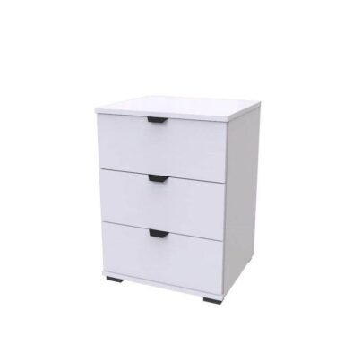 Limone Arctic White 3-Drawer Bedside Table: Modern Minimalist Storage Solution - UK Luxury Furniture