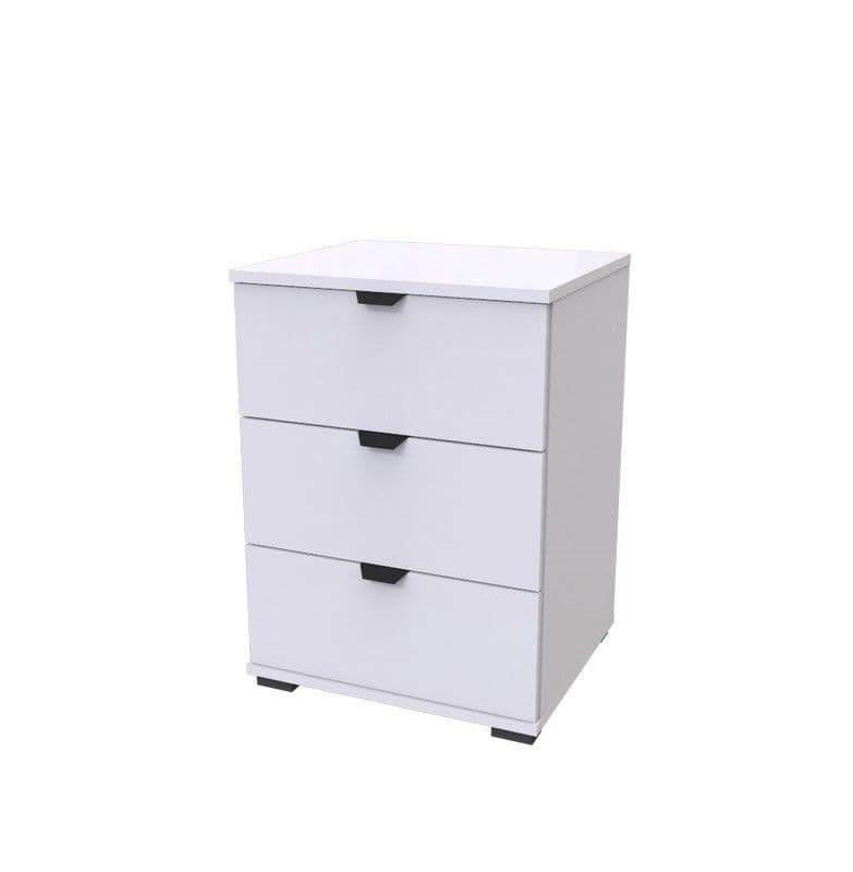 Limone Arctic White 3-Drawer Bedside Table: Modern Minimalist Storage Solution - UK Luxury Furniture