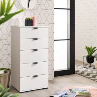 Limone Arctic White Narrow 5-Drawer Chest: Compact, Modern, Elegant Storage Solution - UK Luxury Furniture