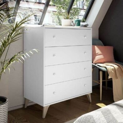 Martinelli Arctic White Four-Drawer Chest: Modern Bedroom Storage Solution - UK Luxury Furniture
