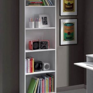 Mila Arctic White Bookcase: Elegant 5-Compartment Display and Storage Unit - UK Luxury Furniture