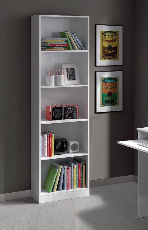 Mila Arctic White Bookcase: Elegant 5-Compartment Display and Storage Unit - UK Luxury Furniture