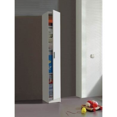 Slimline White Storage Cupboard: Tall, One-Door Unit for Compact Spaces - UK Luxury Furniture