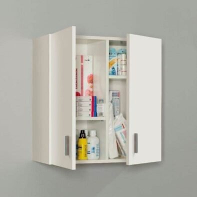 Versatile White Wall-Mounted Storage Cupboard with Double Doors for Organised Homes - UK Luxury Furniture