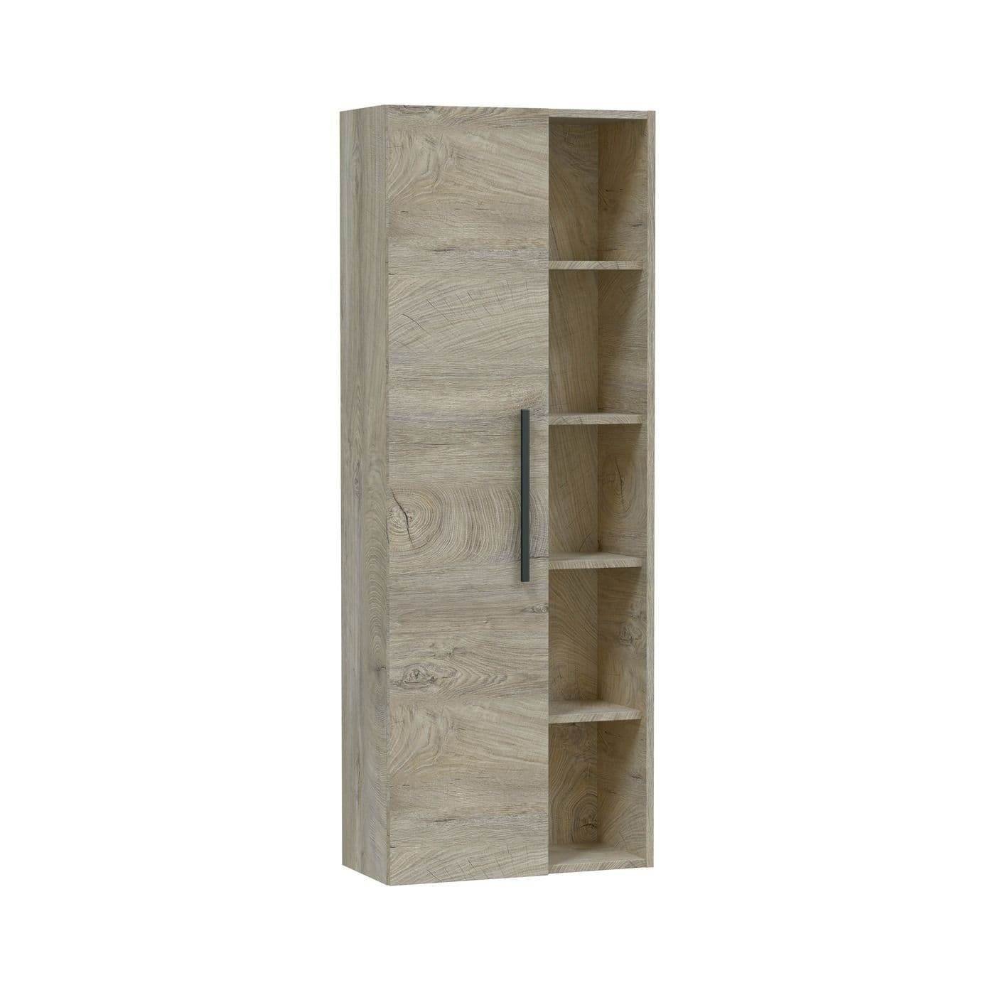 Neves Oak Effect Bathroom Storage Wall Mounted Cupboard with 5 Compartments - UK Luxury Furniture