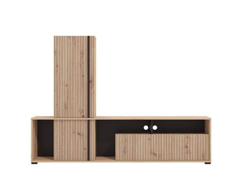 Norrvik Artisan Oak Effect Slatted TV Entertainment Unit - Modern Media Console - UK Luxury Furniture