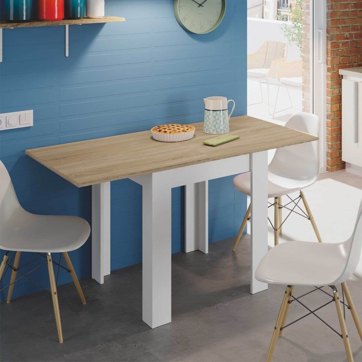 Riccardo White and Light Oak Effect Small Extending Dining Table for Compact Spaces - UK Luxury Furniture
