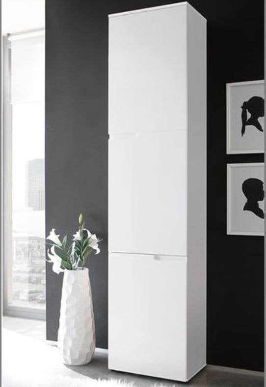Santino Tall Narrow Bookcase with White Gloss Doors S13 - Modern Storage Solution - UK Luxury Furniture