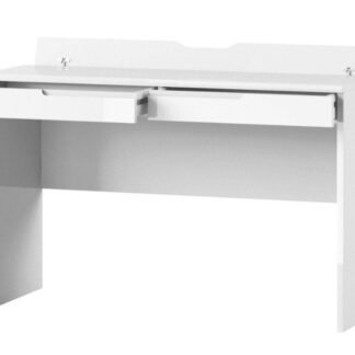 Santino White High Gloss 2-Drawer Dressing Table & Desk with Cable Management - UK Luxury Furniture