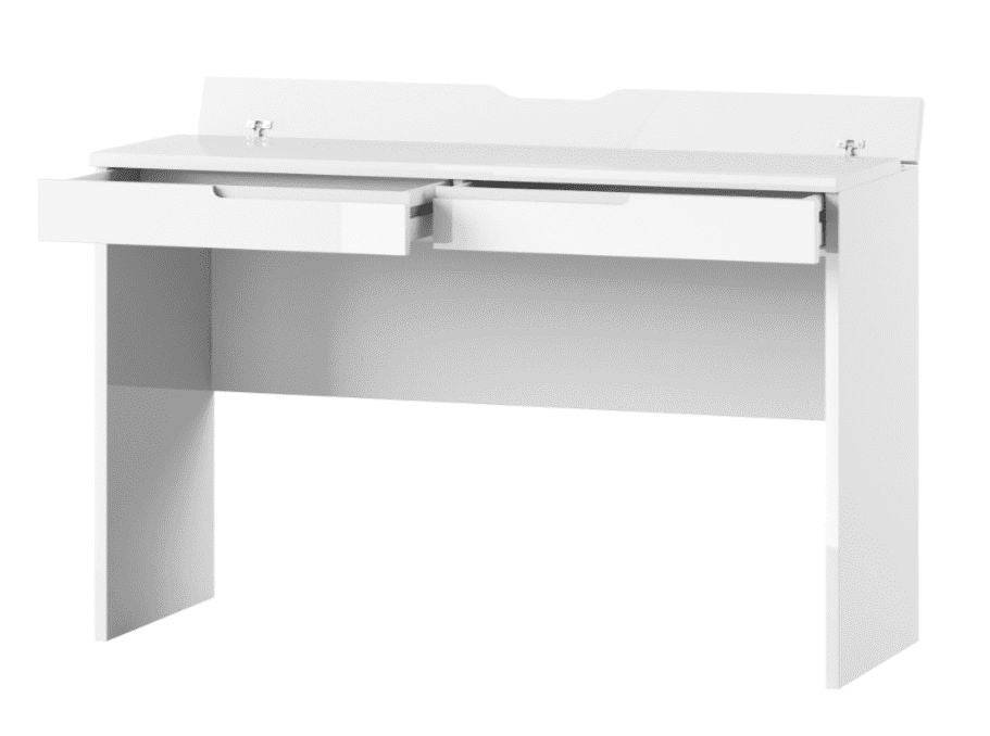 Santino White High Gloss 2-Drawer Dressing Table & Desk with Cable Management - UK Luxury Furniture