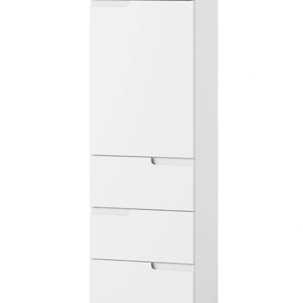 Santino White Gloss Slim Tallboy Storage Unit with Cupboard and Drawers S11 - UK Luxury Furniture