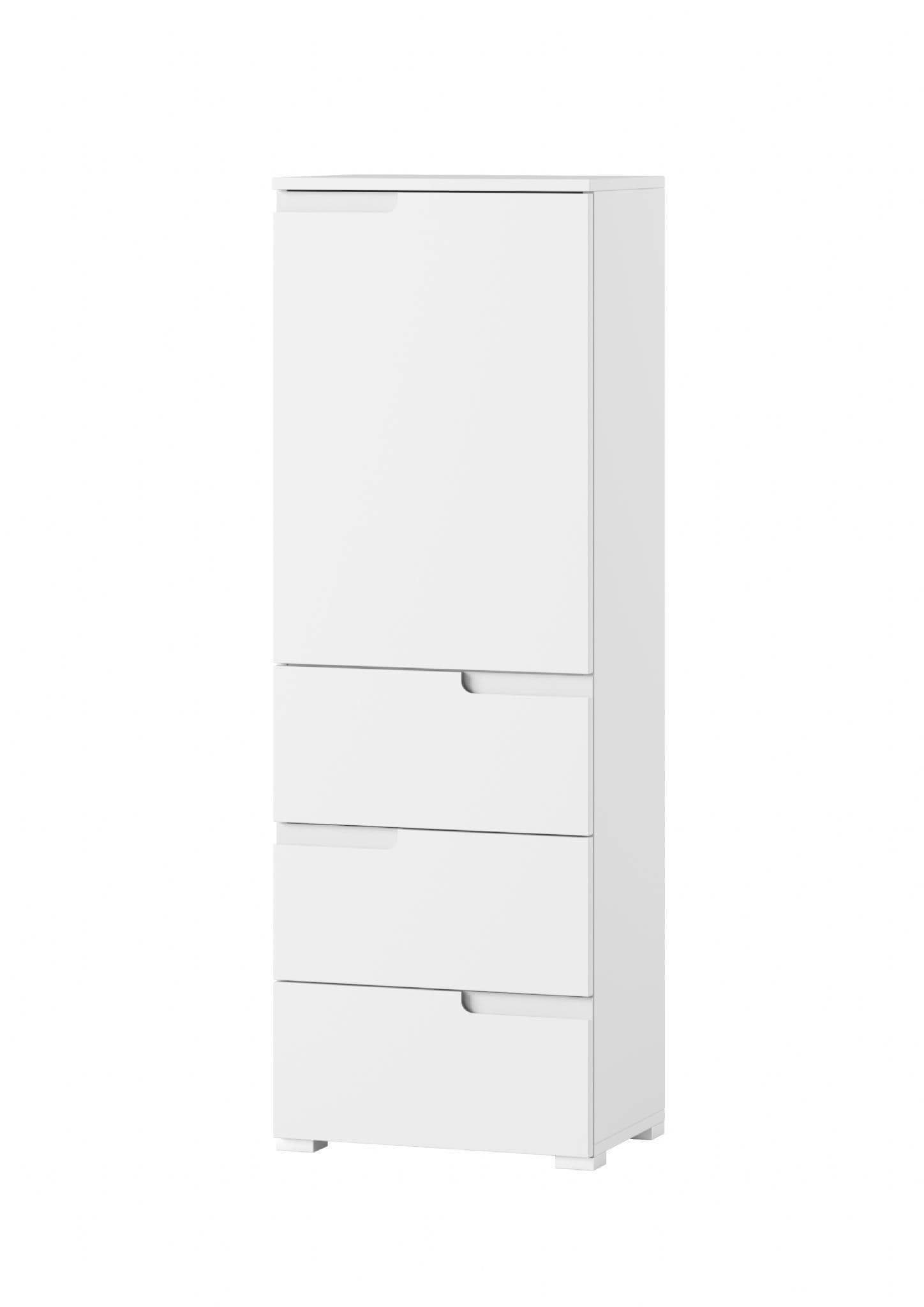 Santino White Gloss Slim Tallboy Storage Unit with Cupboard and Drawers S11 - UK Luxury Furniture