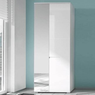Santino White Gloss Slim Wardrobe with Mirrored Door - Elegant Storage Solution - UK Luxury Furniture