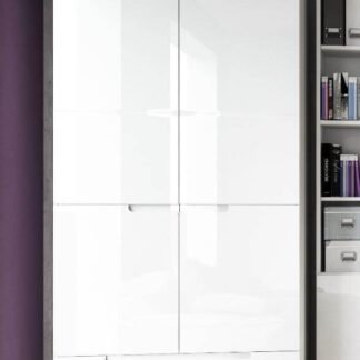 Santino White High Gloss Two Door Two Drawer Wardrobe S28 for Modern Bedrooms - UK Luxury Furniture