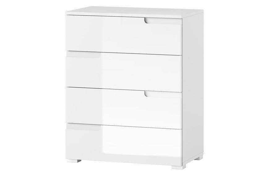 Santino White High Gloss 4-Drawer Narrow Chest: Modern Storage Solution for Bedrooms - UK Luxury Furniture