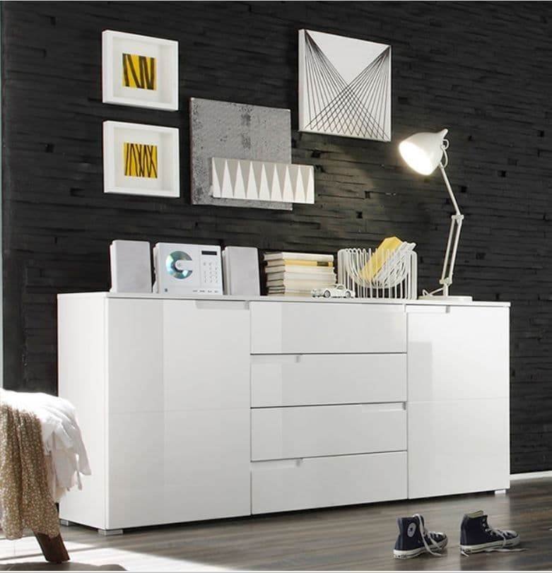 Santino White High Gloss Wide Sideboard: Contemporary Storage for Modern Homes - UK Luxury Furniture