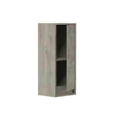 Shaarawy Grey Oak Effect Wall Mounted Floating Bathroom Cupboard with Single Door - UK Luxury Furniture