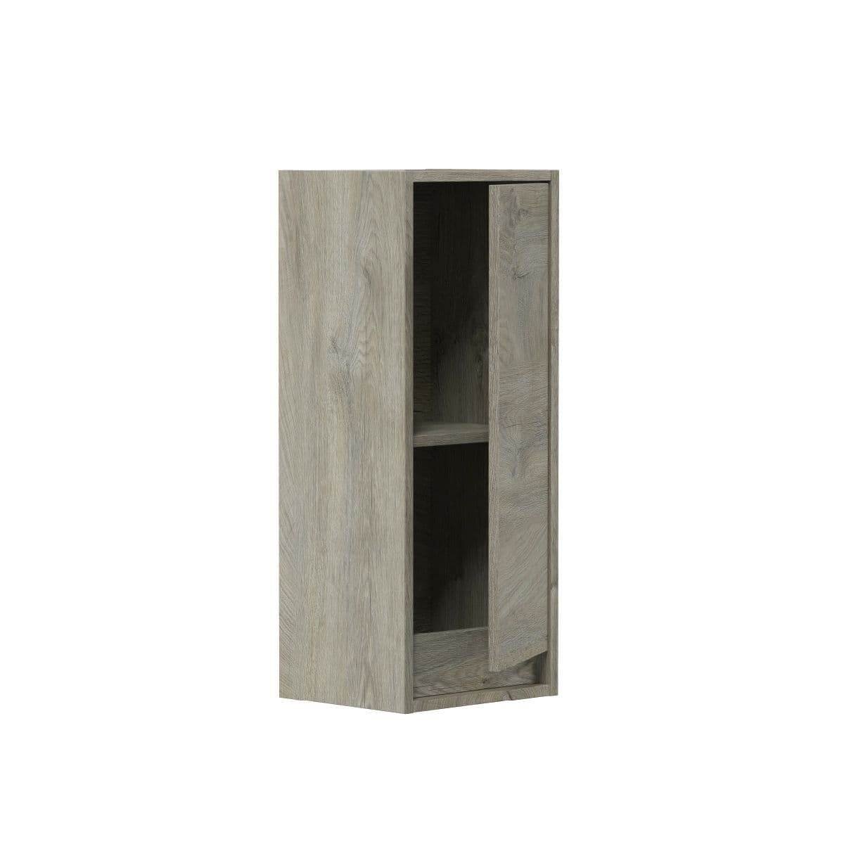 Shaarawy Grey Oak Effect Wall Mounted Floating Bathroom Cupboard with Single Door - UK Luxury Furniture