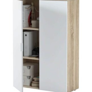 Siena Oak and White Storage Cupboard: Elegant, Functional, Versatile Home Office Organiser - UK Luxury Furniture
