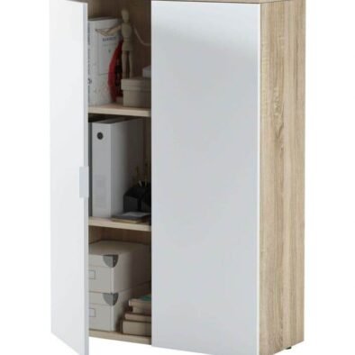 Siena Oak and White Storage Cupboard: Elegant, Functional, Versatile Home Office Organiser - UK Luxury Furniture