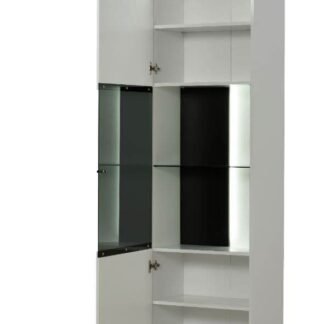 Terrento White Tall Display Cabinet: Modern Storage Solution with Gloss Front - UK Luxury Furniture