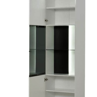 Terrento White Tall Display Cabinet: Modern Storage Solution with Gloss Front - UK Luxury Furniture