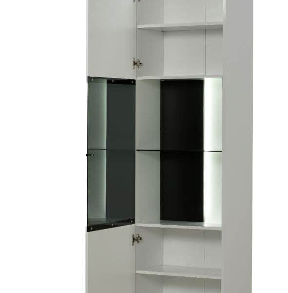 Terrento White Tall Display Cabinet: Modern Storage Solution with Gloss Front - UK Luxury Furniture