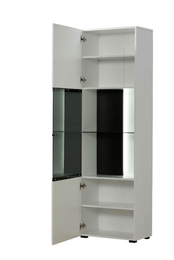 Terrento White Tall Display Cabinet: Modern Storage Solution with Gloss Front - UK Luxury Furniture