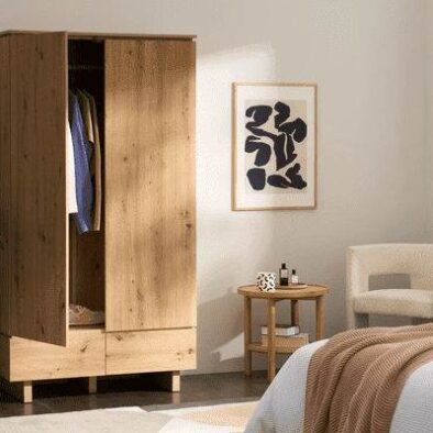 Texas Artisan Oak Effect Double Wardrobe with Two Doors and Two Drawers - UK Luxury Furniture