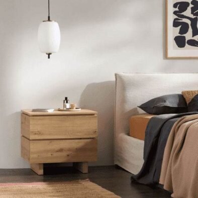 Texas Artisan Oak Effect 2 Drawer Bedside Cabinet with Oak Finish and Modern Design - UK Luxury Furniture