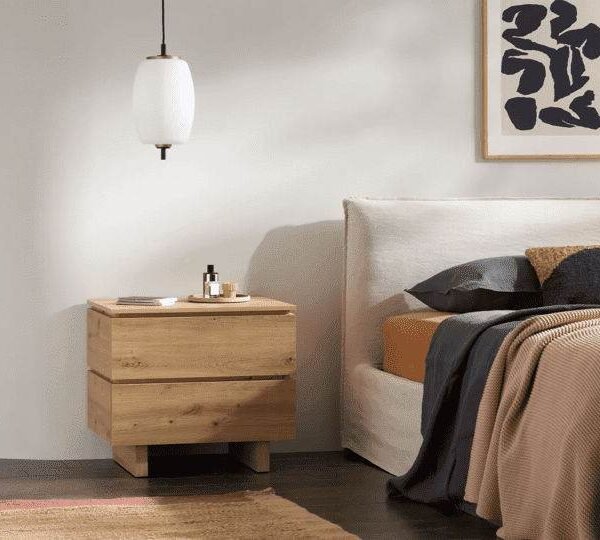 Texas Artisan Oak Effect 2 Drawer Bedside Cabinet with Oak Finish and Modern Design - UK Luxury Furniture