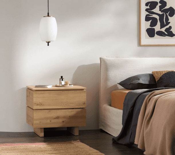 Texas Artisan Oak Effect 2 Drawer Bedside Cabinet with Oak Finish and Modern Design - UK Luxury Furniture