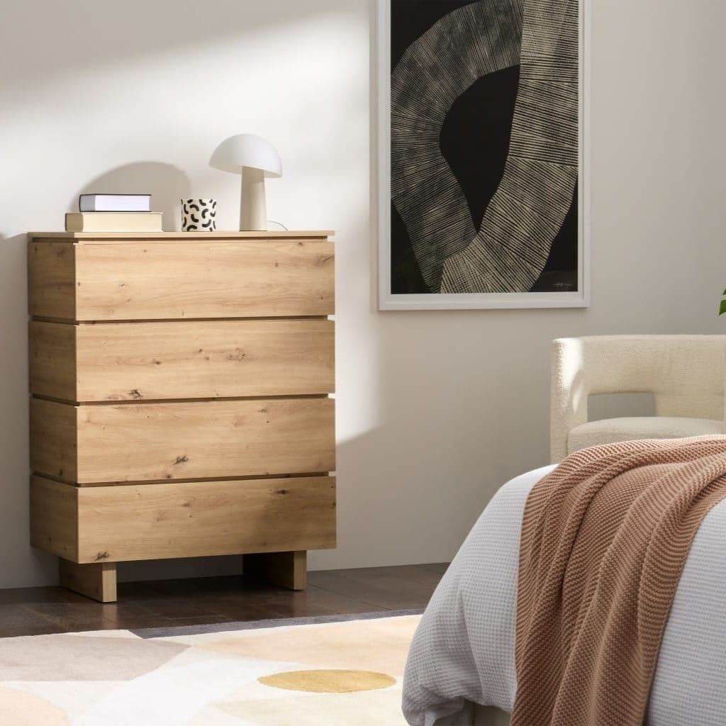Texas Artisan Oak Effect 4 Drawer Chest P8AEER44 High Quality Bedroom Furniture - UK Luxury Furniture