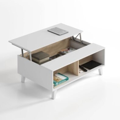 Elegant Toris Oak and White Lift-Top Coffee Table for Modern Living Spaces - UK Luxury Furniture