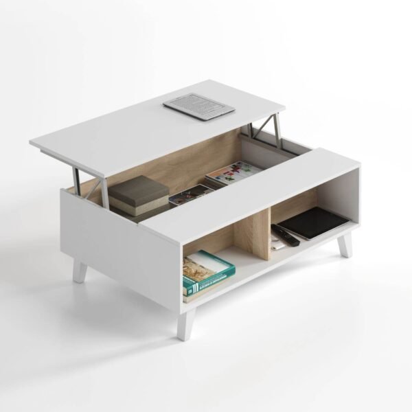 Elegant Toris Oak and White Lift-Top Coffee Table for Modern Living Spaces - UK Luxury Furniture