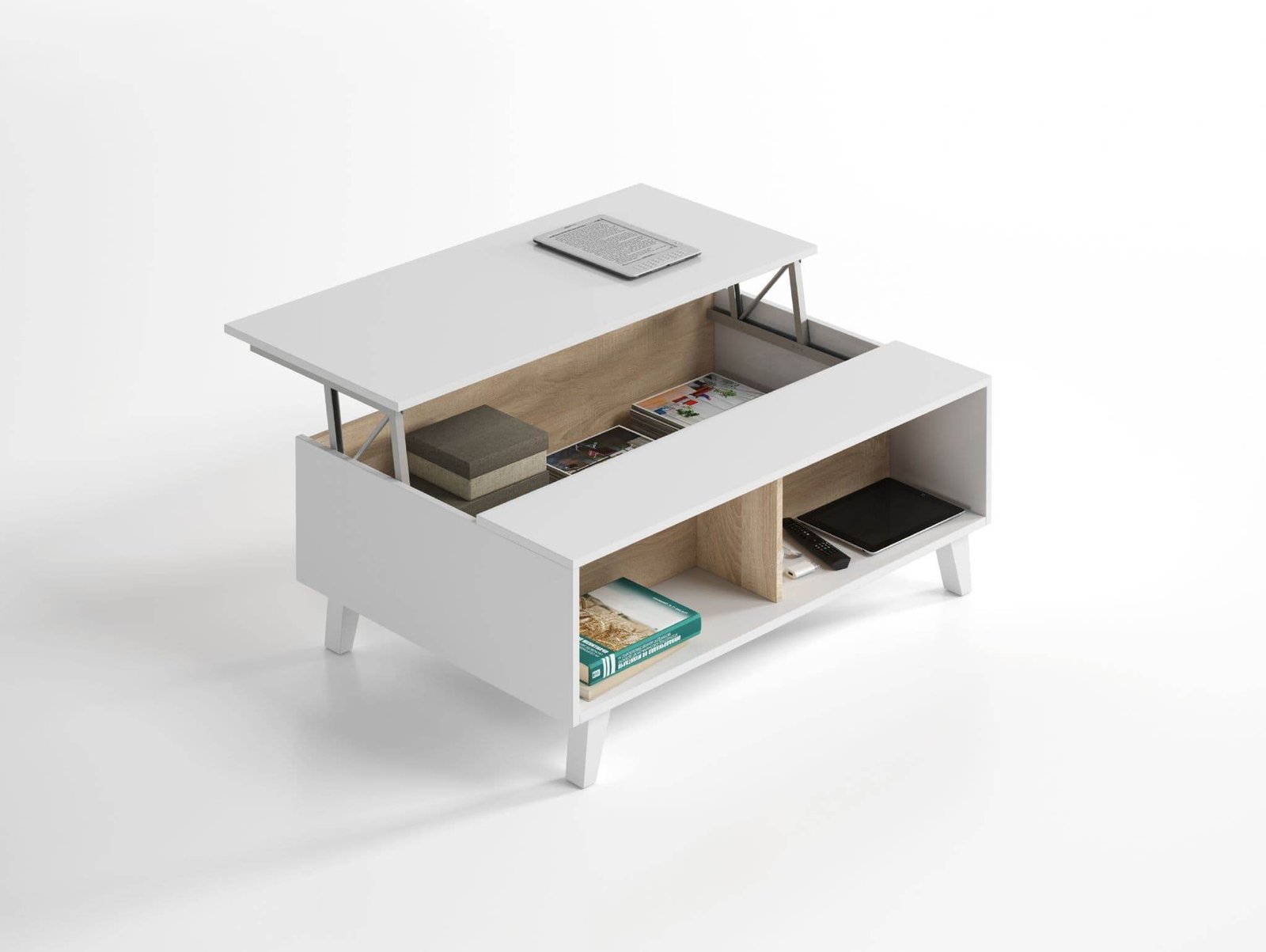 Elegant Toris Oak and White Lift-Top Coffee Table for Modern Living Spaces - UK Luxury Furniture