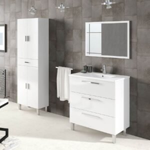 Elegant Valdo Tall Bathroom Cupboard in White Gloss with Ample Storage - UK Luxury Furniture