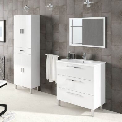 Elegant Valdo Tall Bathroom Cupboard in White Gloss with Ample Storage - UK Luxury Furniture