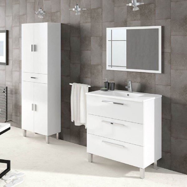 Elegant Valdo Tall Bathroom Cupboard in White Gloss with Ample Storage - UK Luxury Furniture