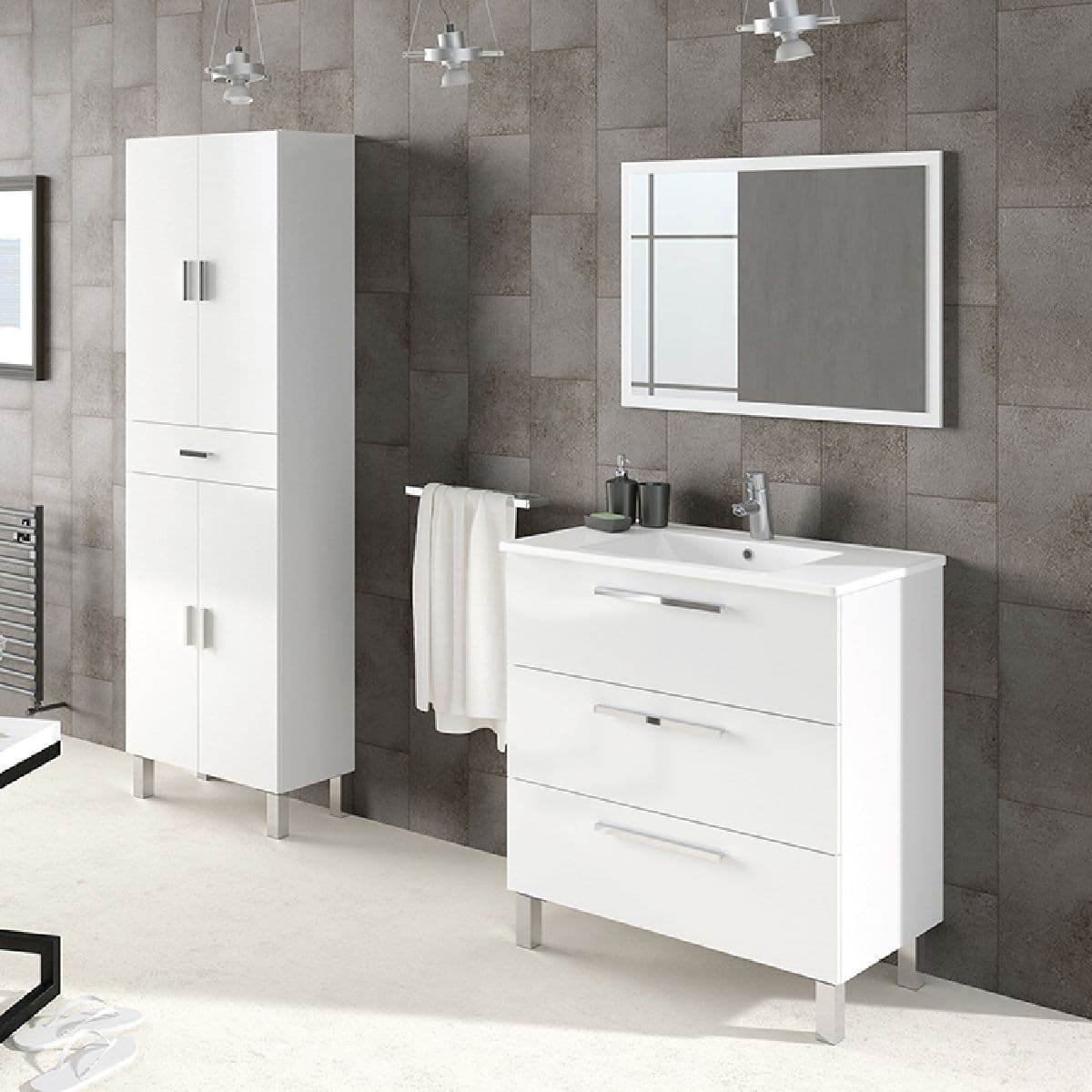 Elegant Valdo Tall Bathroom Cupboard in White Gloss with Ample Storage - UK Luxury Furniture