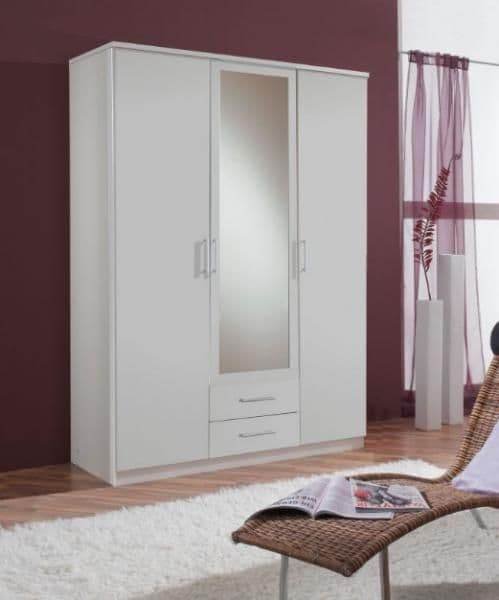 Venice Alpine White Elegant Triple Wardrobe with Drawers and Integrated Mirror - UK Luxury Furniture