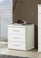 Venice Alpine White Elegant 3-Drawer Bedside Table with Metal Runners - UK Luxury Furniture