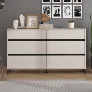 Zavaro Cashmere Wide Chest of Drawers: Elegant Six-Drawer Storage Solution for Modern Homes - UK Luxury Furniture