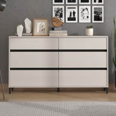 Zavaro Cashmere Wide Chest of Drawers: Elegant Six-Drawer Storage Solution for Modern Homes - UK Luxury Furniture