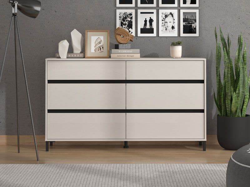 Zavaro Cashmere Wide Chest of Drawers: Elegant Six-Drawer Storage Solution for Modern Homes - UK Luxury Furniture